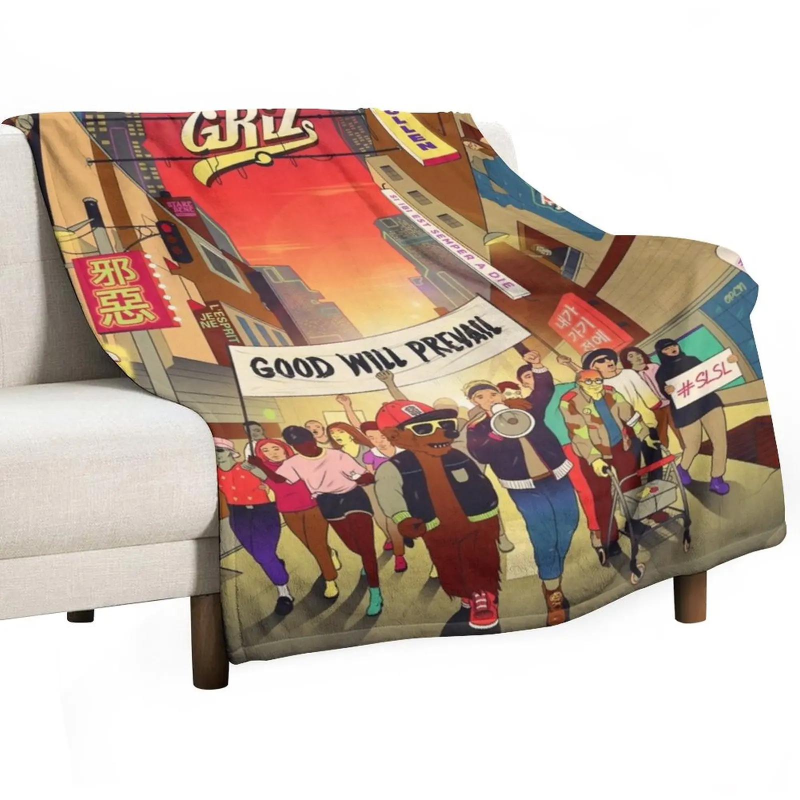 

griz good will prevail Throw Blanket heavy to sleep warm for winter Flannel Fabric Bed Fashionable Blankets