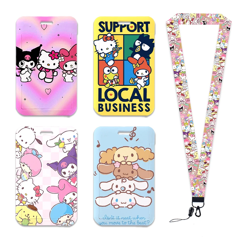 سانريو فريندز الرقبة حزام البوليستر القرطاسية حامل بطاقة الهوية الحبل المفاتيح معرف شارة حامل الفتيات حامل الاعتماد #3