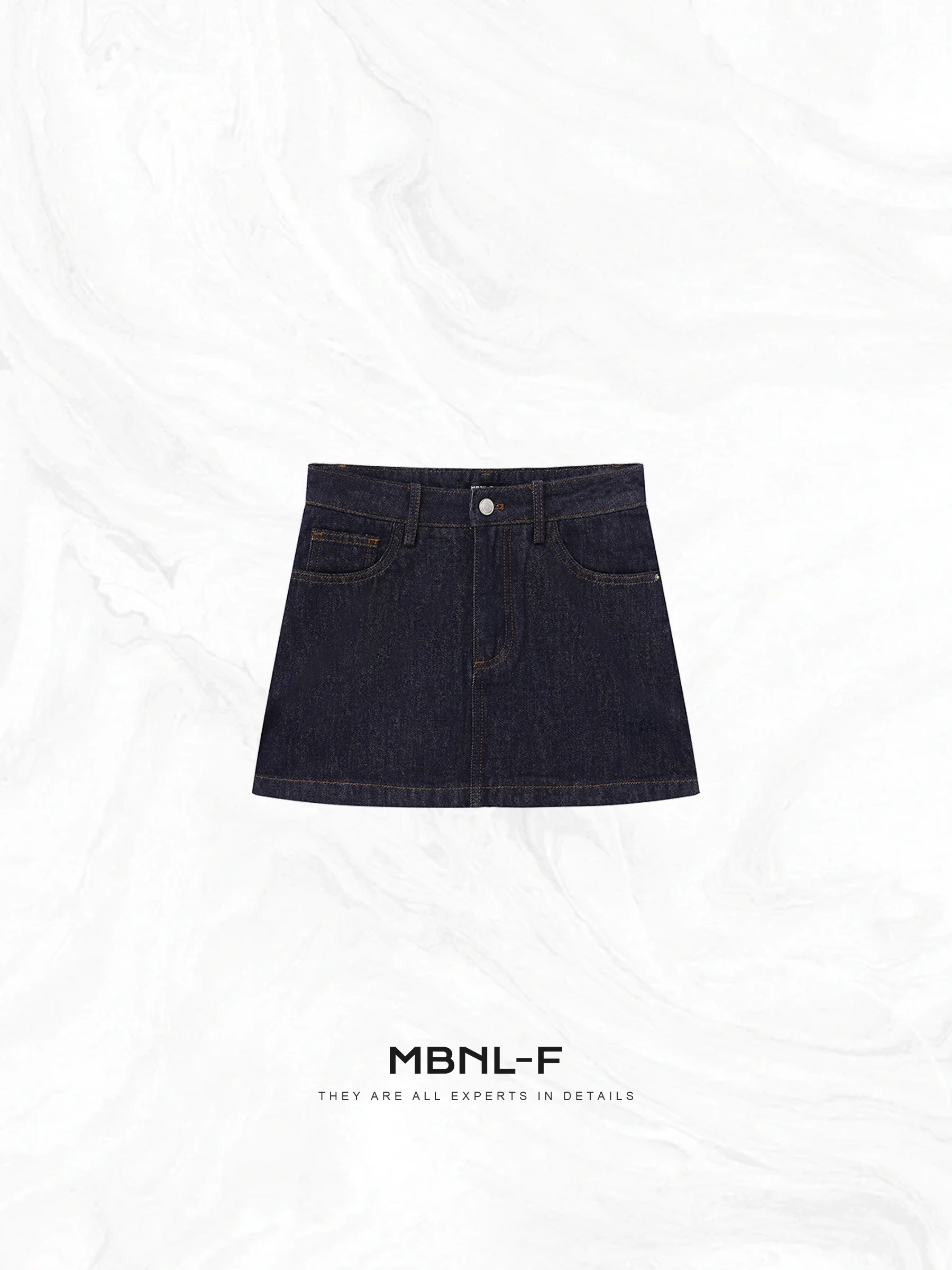 

Женская джинсовая юбка MBNLF Qin Lei "Qerjes Original Denim Skirt" минималистичного дизайна, с высокой талией, А-силуэта, дышащая, приятная к телу, французская S...