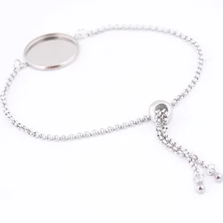 5pcs Stainless Steel Fit 12mm 16mm 18mm 20mm Cabochon Bracelet Base Blanks Diy Adjustable Chain Bracelet Bezel Settings