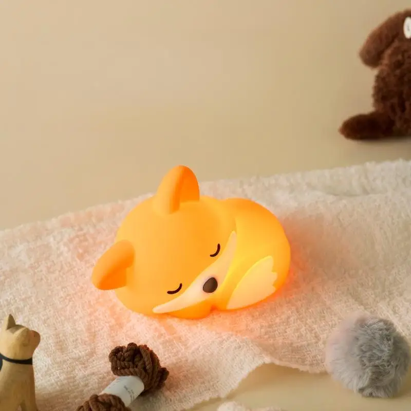1 Set Fox Night Light Silicone USB Charging Tap Light Home Art Decoration Bedroom Bedhead Atmosphere Light Friend Birthday Gift