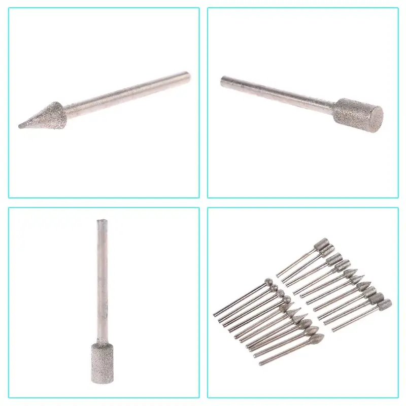 20 Pieces 6X3mm Diamond Rotary Tool Sintered Diamond Burs Abrasive Grinding for Head Accessories Diamond Bits Set Durabl