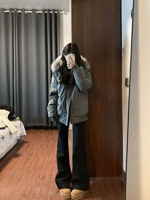 เสื้อโค้ทพาร์กาฤดูหนาวปี 2024 สำหรับผู้หญิง สไตล์อเมริกัน มีฮู้ด บุหนา ผ้าฝ้าย แจ็คเก็ตแฟชั่นลำลองทันสมัย เสื้อคลุมตัวนอก