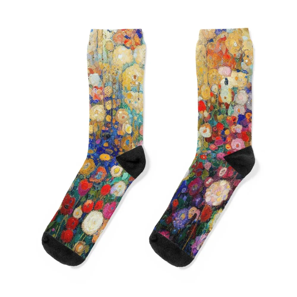 

Gustav Klimt Flower Garden Socks floral Crossfit luxe snow Men Socks Luxury Brand Women's