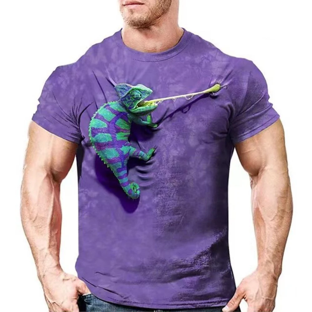 Chameleon T-Shirts Animal Lizard 3D Printed Streetwear Men Women Fashion Oversized Short Sleeve T Shirt Kids Tees Tops Clothing