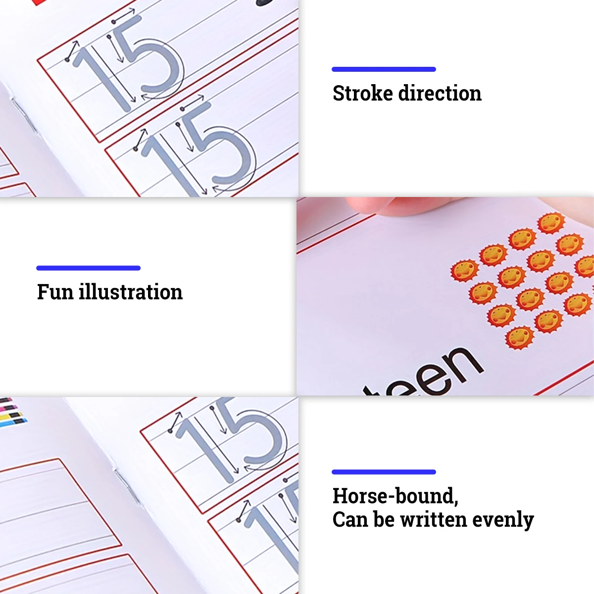 Children's Exercise Book Practice Alphanumeric Erasable Reusable Comes with a Pen Colorful Illustrations Preschool Starter Book