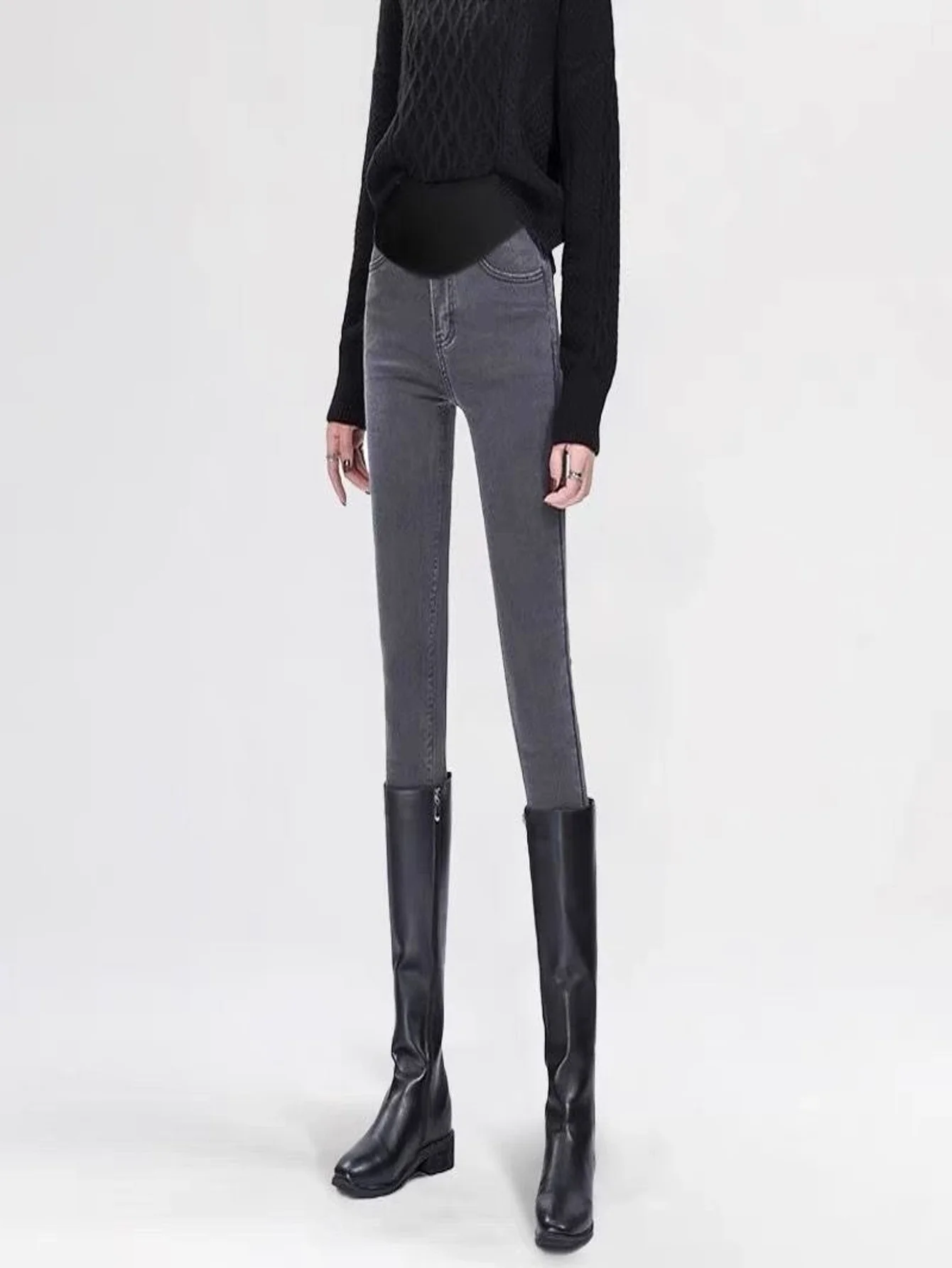 Gray Tight Denim Jeans For Man Slim Fit Y2k Drip Original Unisex Daily Pants No accessories or belts included