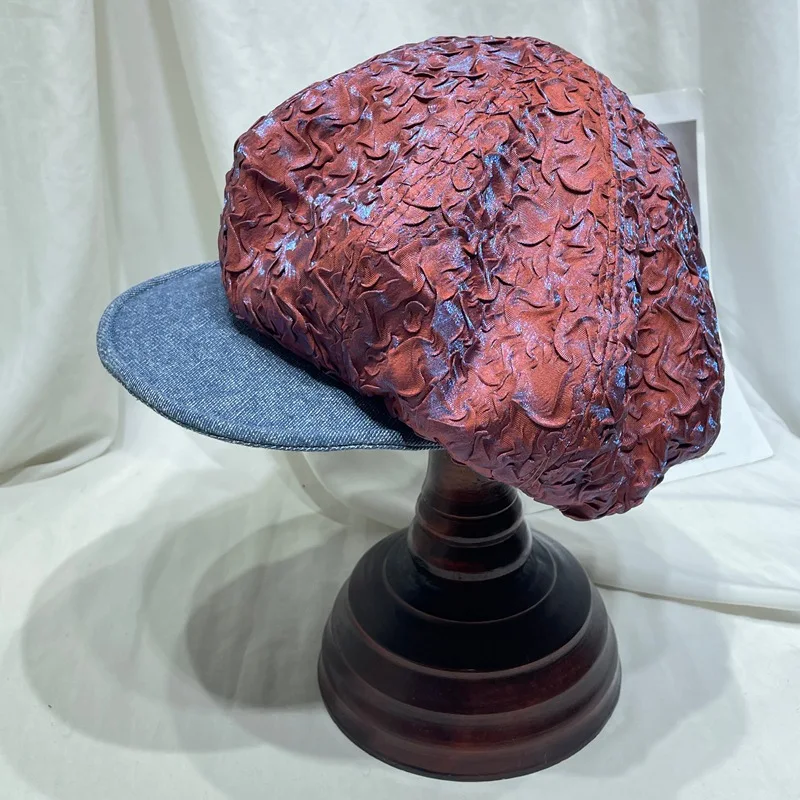 

Korean Niche Pleated Large Version Berets Spring and Autumn Y2k Fashion Casual Flat Edge Sunshade Women Octagonal Newsboy Cap