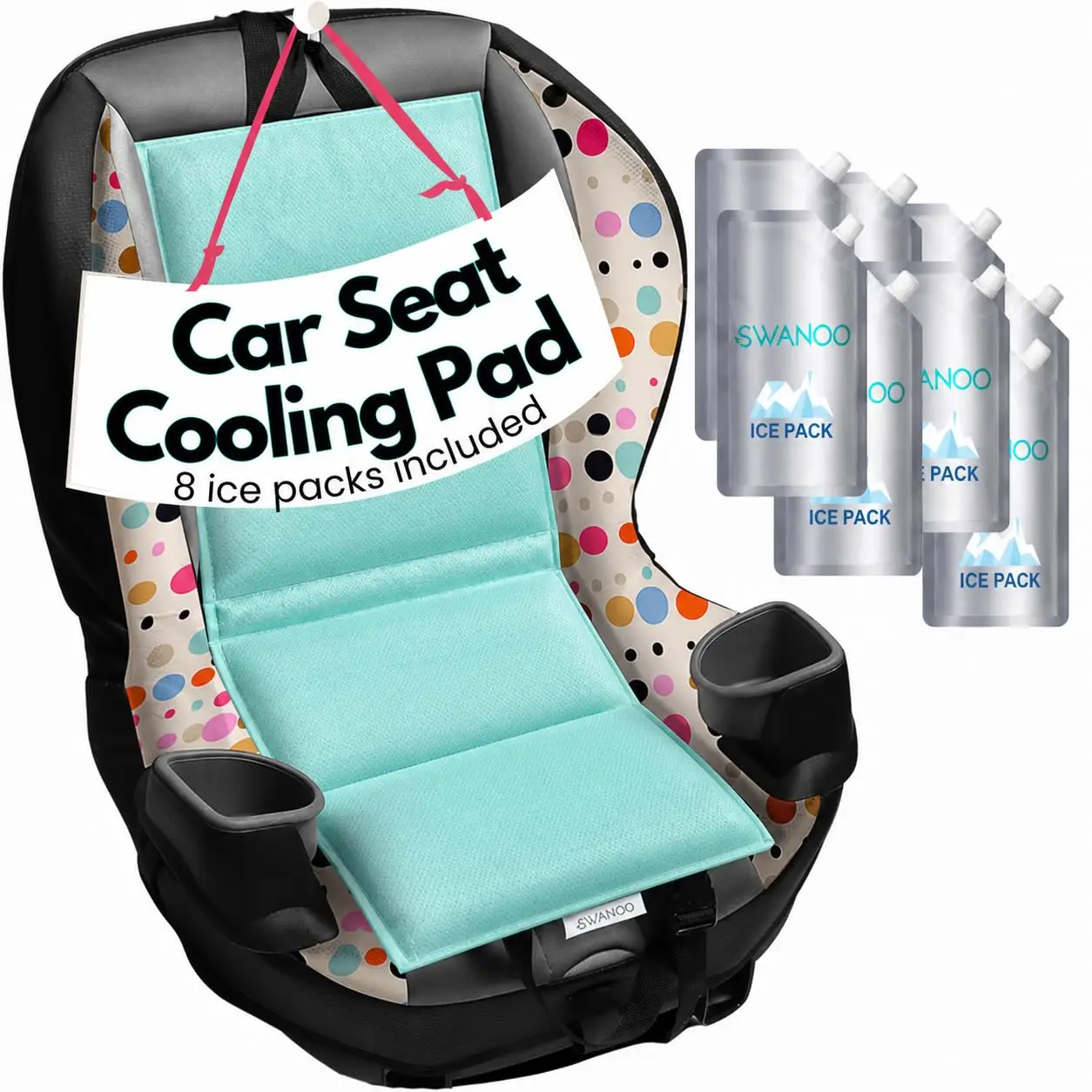 

Baby Car Seat Cooling Pad with Ice Pack - Stroller Cooler for Summer, Portable Sun Shade Protector