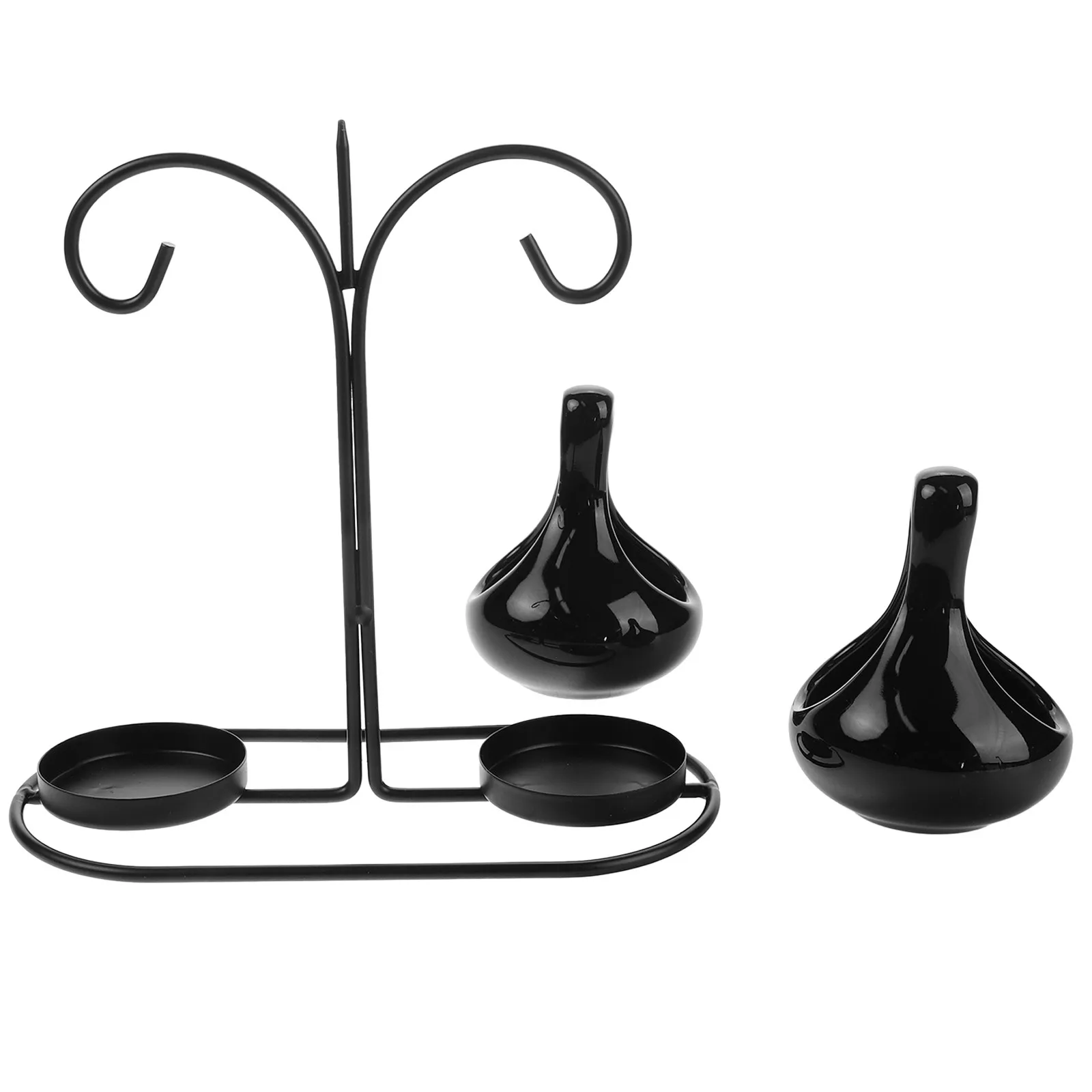 Black Double Hanging Aroma Diffuser Creative Dual Hanging Wax Melt Essential Oil Burner High Temperature Resistant Glass Metal