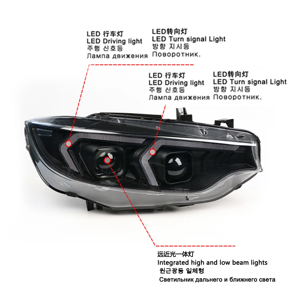 A Pair Car Front Headlights For BMW 4 Series F32 F36 M3 M4 F33 F80 2013-2019 Fiesta LED Lens HeadLamp 425i 428i 430i Accessories