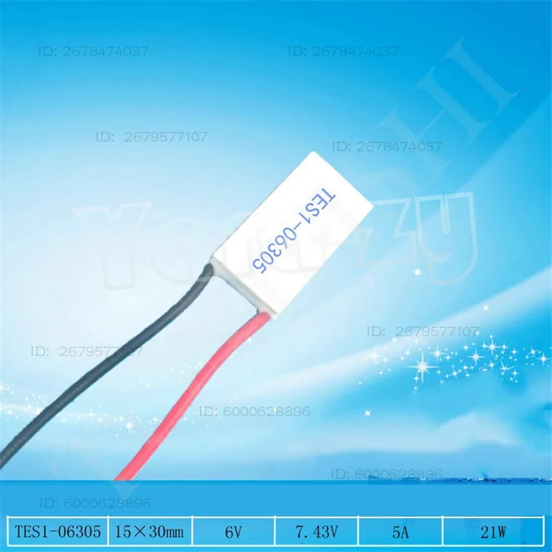 10pcs Refrigeration sheet 15*30mm 6V5A cold 21W semiconductor cooling film TES1-06305