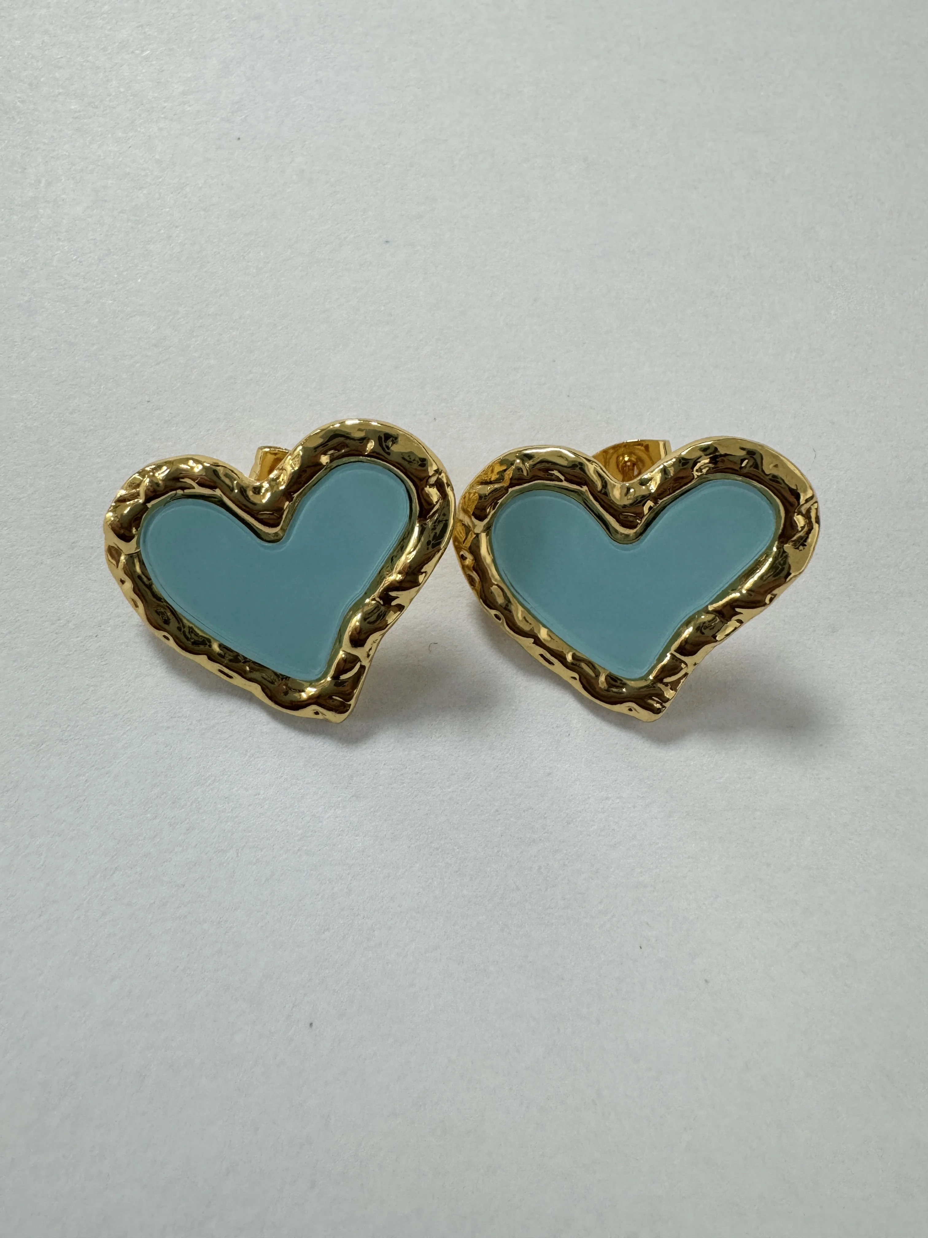 20/50/100pcs Wholesale Stainless Steel Turquoise/Malachite/White Shell Heart Ear Studs Love Earrings 2025 Ins Influencer Jewelry