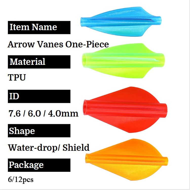 6/12 قطعة الرماية بولي TPU السهم ريشة قطعة واحدة Fletches السهم دوارات Fletching OD 4/6/7.6 مللي متر السهم ل القوس الهدف اطلاق النار الصيد #5