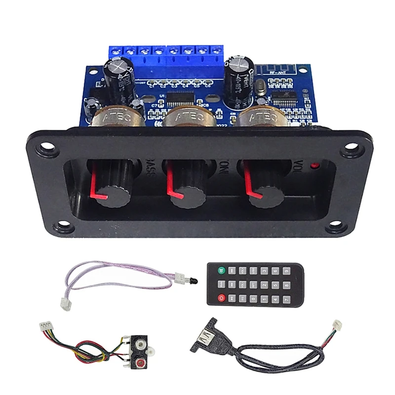 

2.1 Channel 2X25W+50W BT5.0 DC12-20V Subwoofer Amplifier Board AUX Line+USB Cable+Remote Control