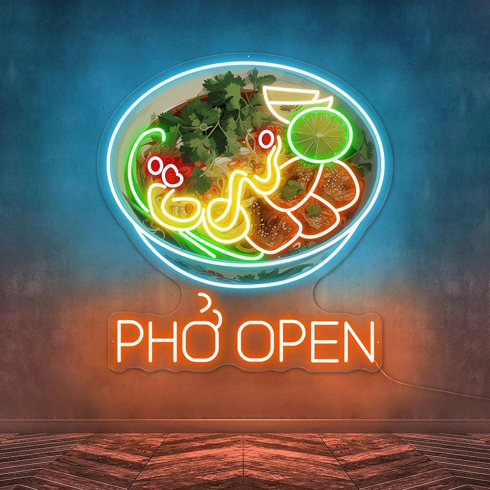 Imagem -03 - Led Neon Light para Restaurante Noodle Light Open Neon Sign Vietnamese Food Bem-vindo Opening Gift