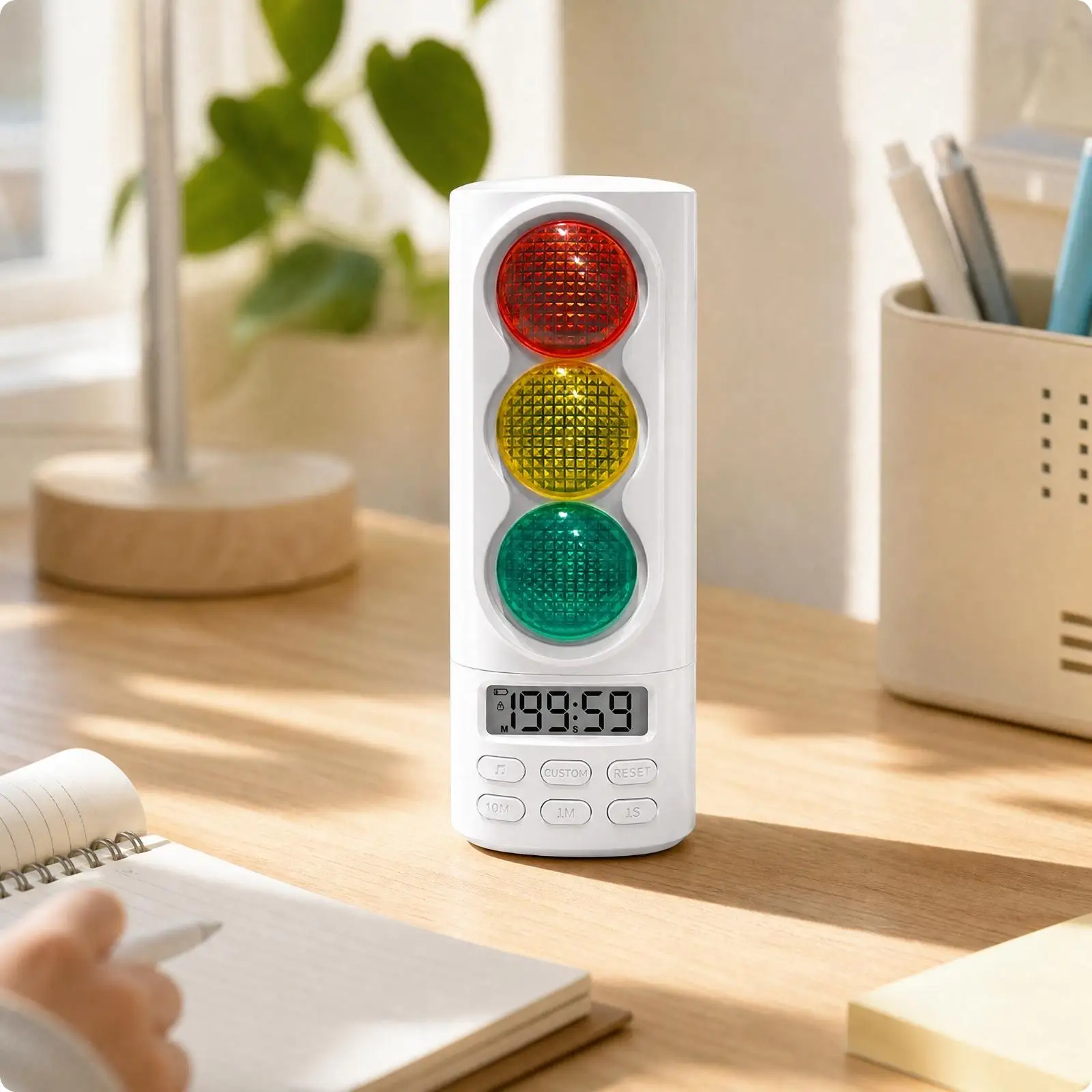 Digital Visual Timer for Time Management Traffic Light Design 199 Minute Countdown Alarm with 4 Sounds for Kids Adults Study
