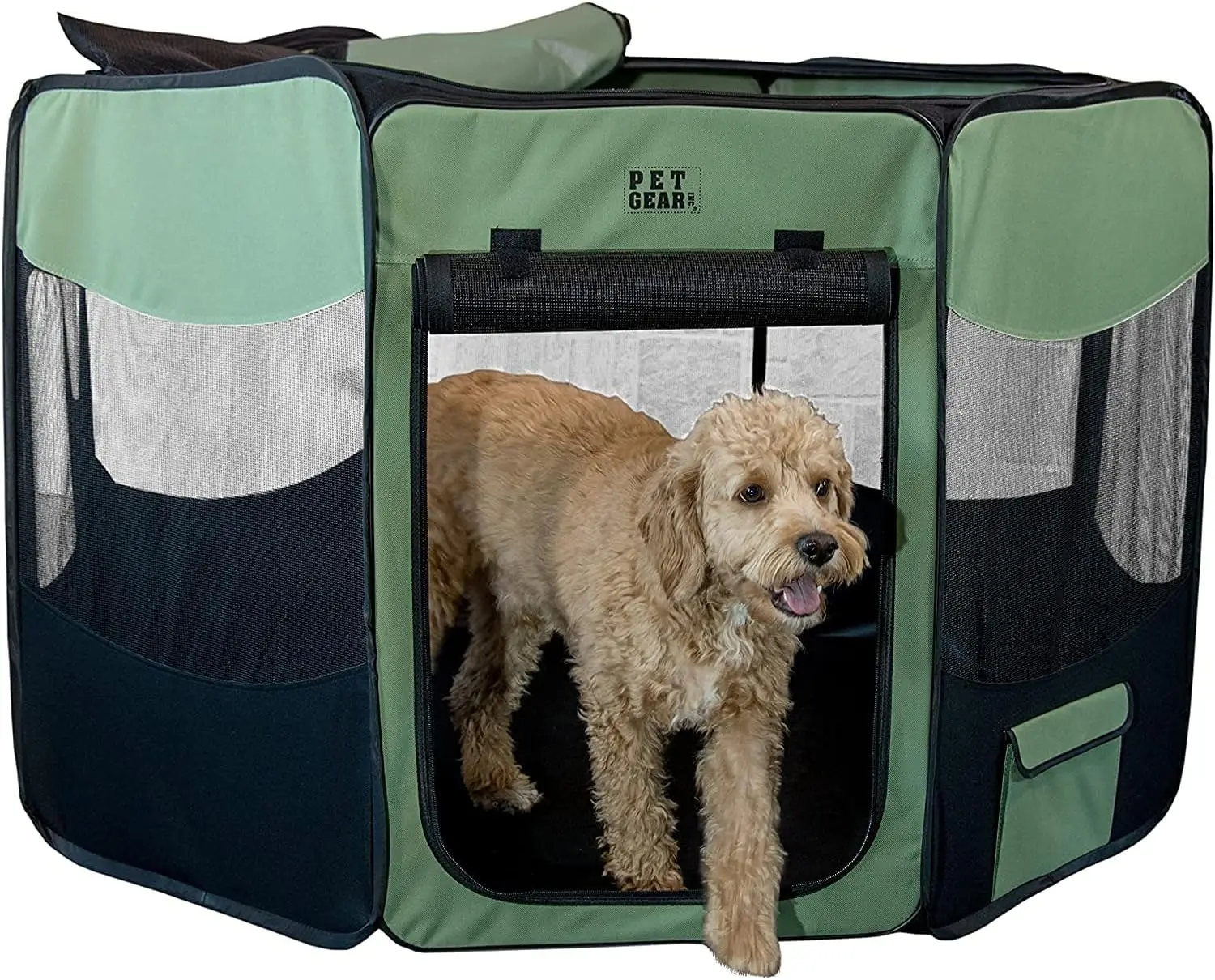 

Portable Pet Playpen with Removable Shade Top, Easy-Fold Design for Dogs Cats Rabbits Indoor Outdoor Use