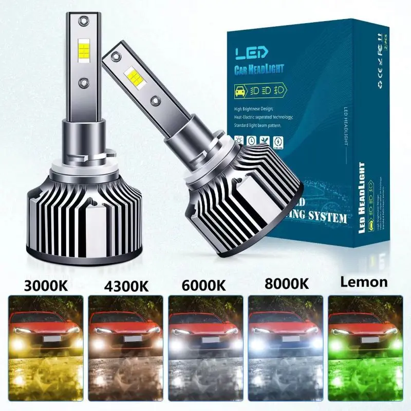 LED H7 Headlight Bulbs H4 9005 9006 9007 9004 H13 9008 5202 H11 SP13W  PSX24W PSX26W Replace halogen lamps 12V 3000K 4300K 8000K