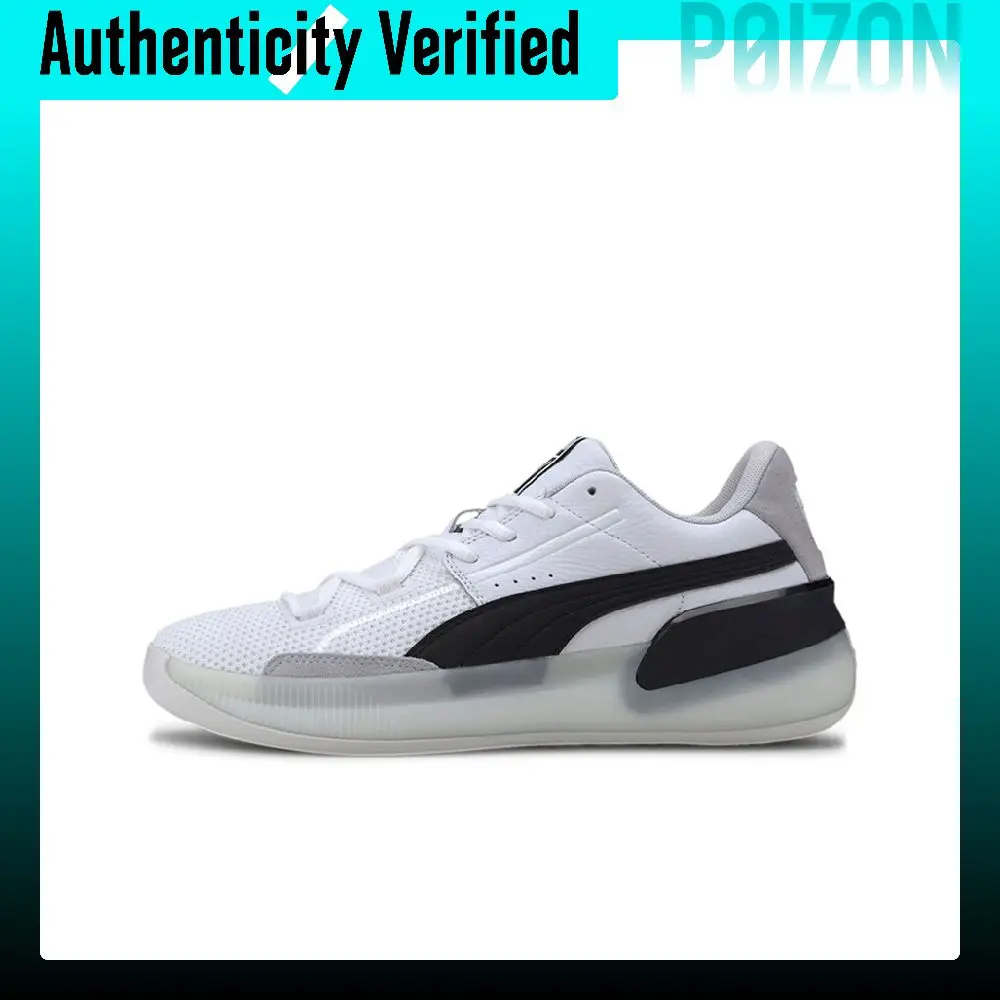 PUMA Clyde Hardwood Basketball Shoes Game Ready Abrasion Resistant Balance Low top Basketball Shoes Unisex Black White 193663-01