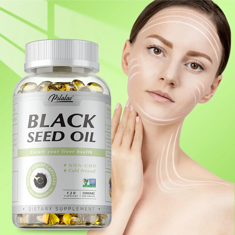 

Black Seed Oil Capsules - For Digestive Health, Enhance Brain Function, Hair Growth, Supports Skin & Overall Health, Shiny Hair
