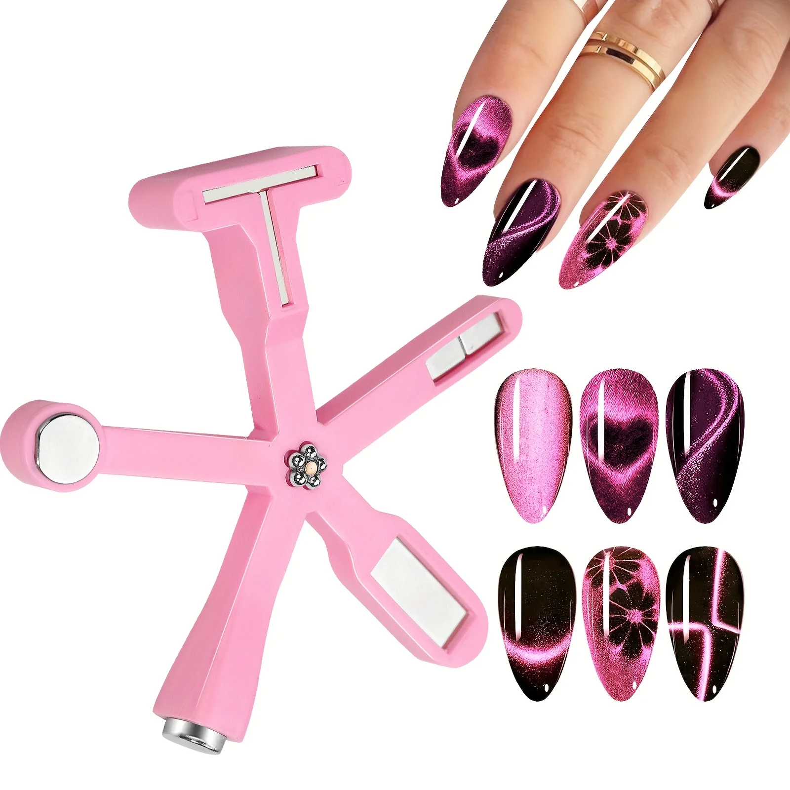 

6in1 Pattern Nail Magnet Cat Eye Effect Side Light Half Moon Daisy Flower French Nail UV Attraction Magnets Manicure Nail Tools