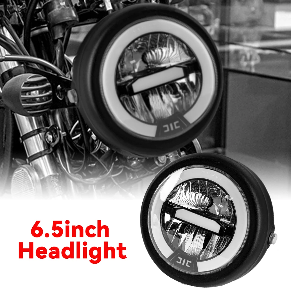 

Для Yamaha Honda Suzuki BMW 6,5-дюймовая светодиодная фара для мотоцикла, дальний/ближний свет, указатель поворота, ретро фара, белый DRL