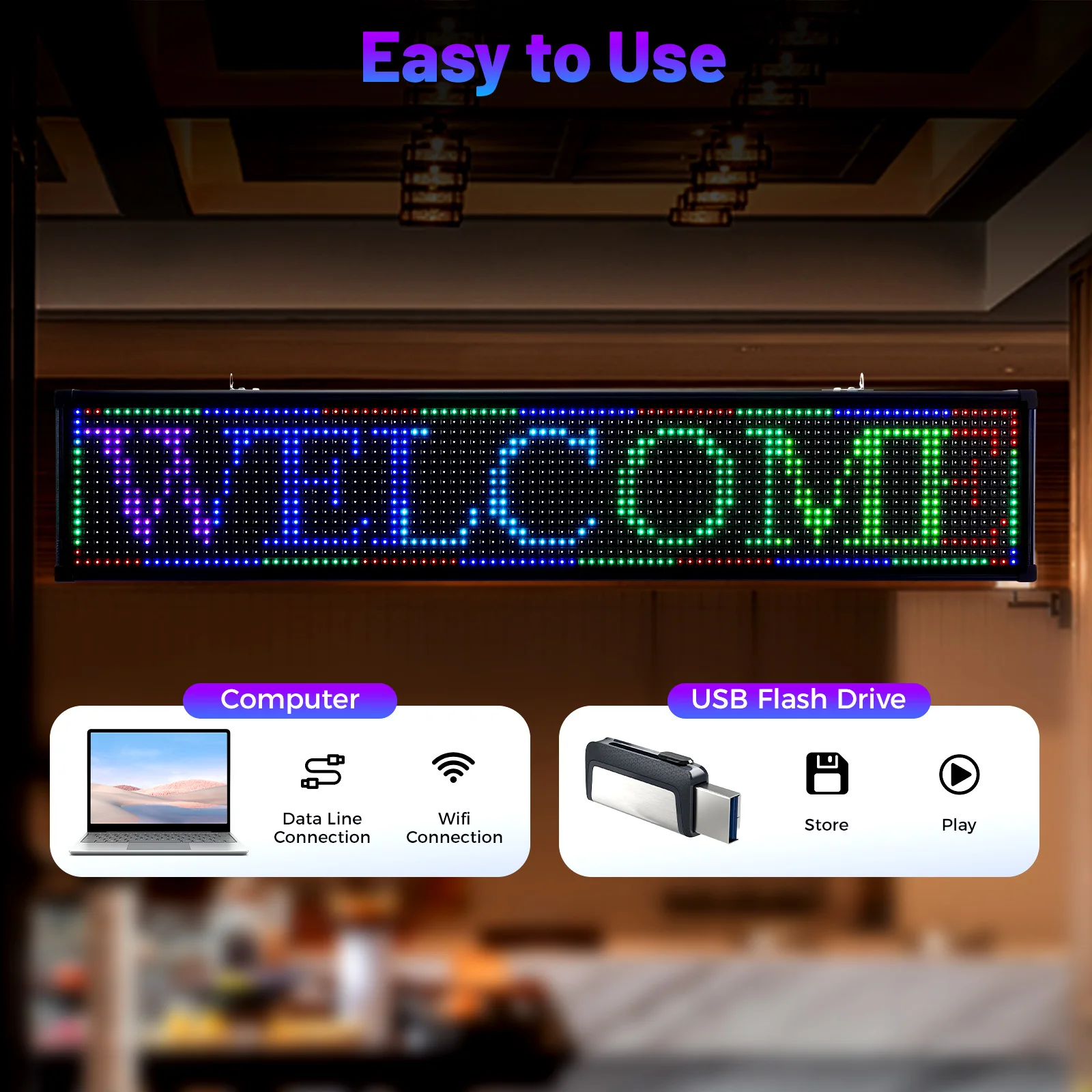 

Seven Colors LED Sign 96*96 Pixel Resolution Aluminum Alloy Plastic High Brightness Energy Saving for Store Room