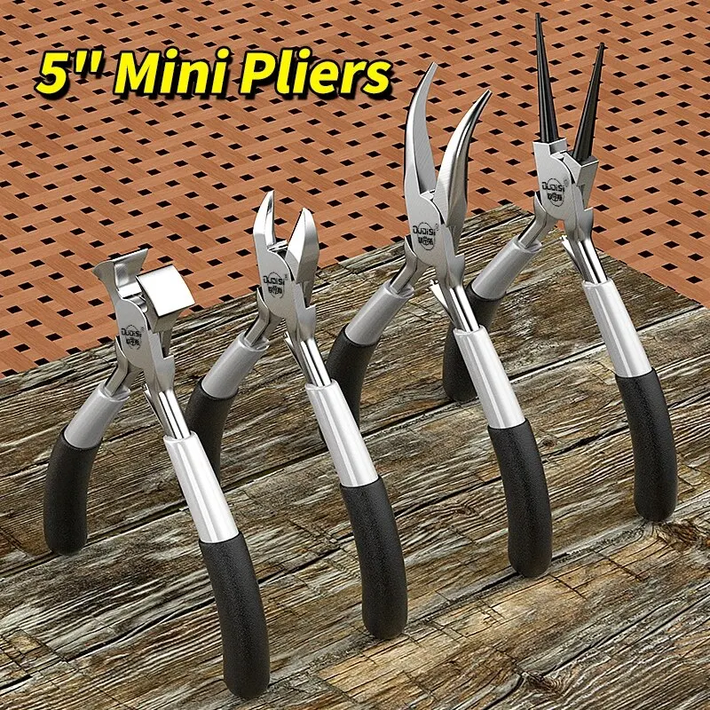 Mini Pliers Diagonal Pliers Round Bent Needle Nose Cutter Handcraft Beading Insulated Plier For DIY Small Jewelry Pliers Tools