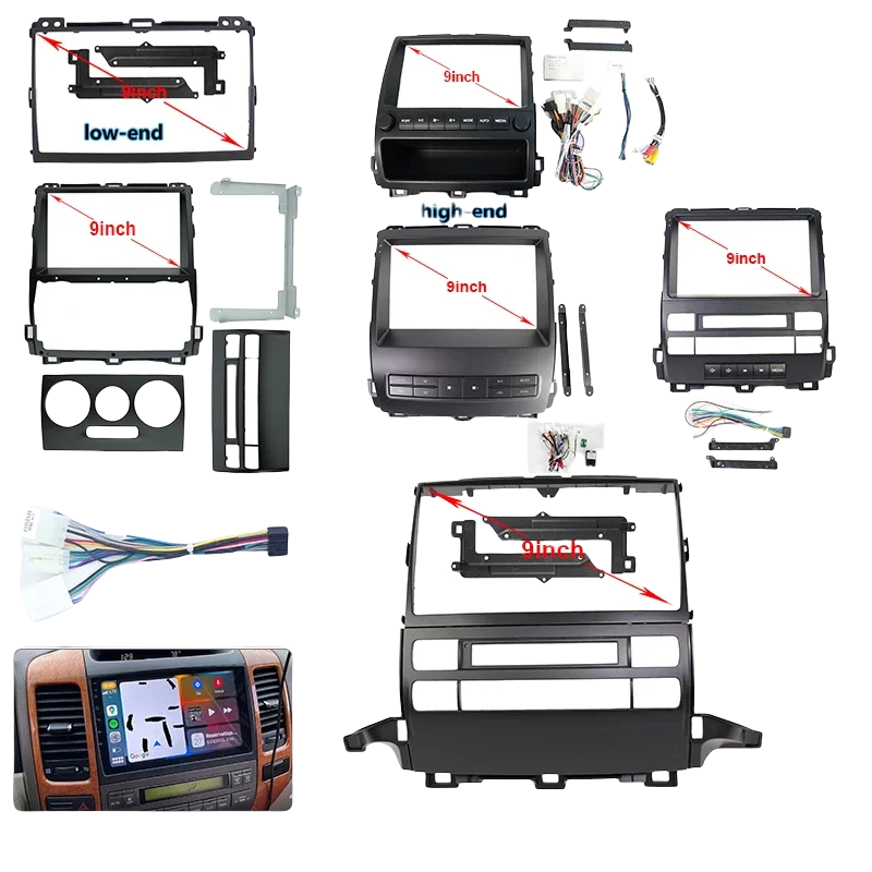 For 2004-2009 Toyota Prado 120 9 Inch Android Car Radio DVD Screen, MP5 Player Fascia with Wiring Harness & Durable Frame