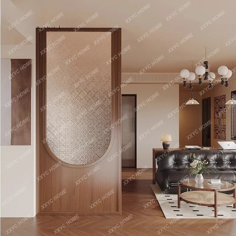 HMJMedieval Begonia Glass Solid Wood Screen Partition Living Room Entrance Entrance Home Dining Room Entrance Door Block