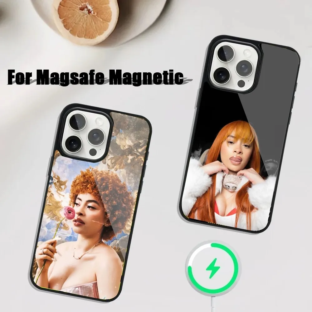 Ice Spice Rapper Phone Case For iPhone 16,15,14,13,12,11,Plus,Pro,Max Mini Magsafe Magnetic Wireless Charging