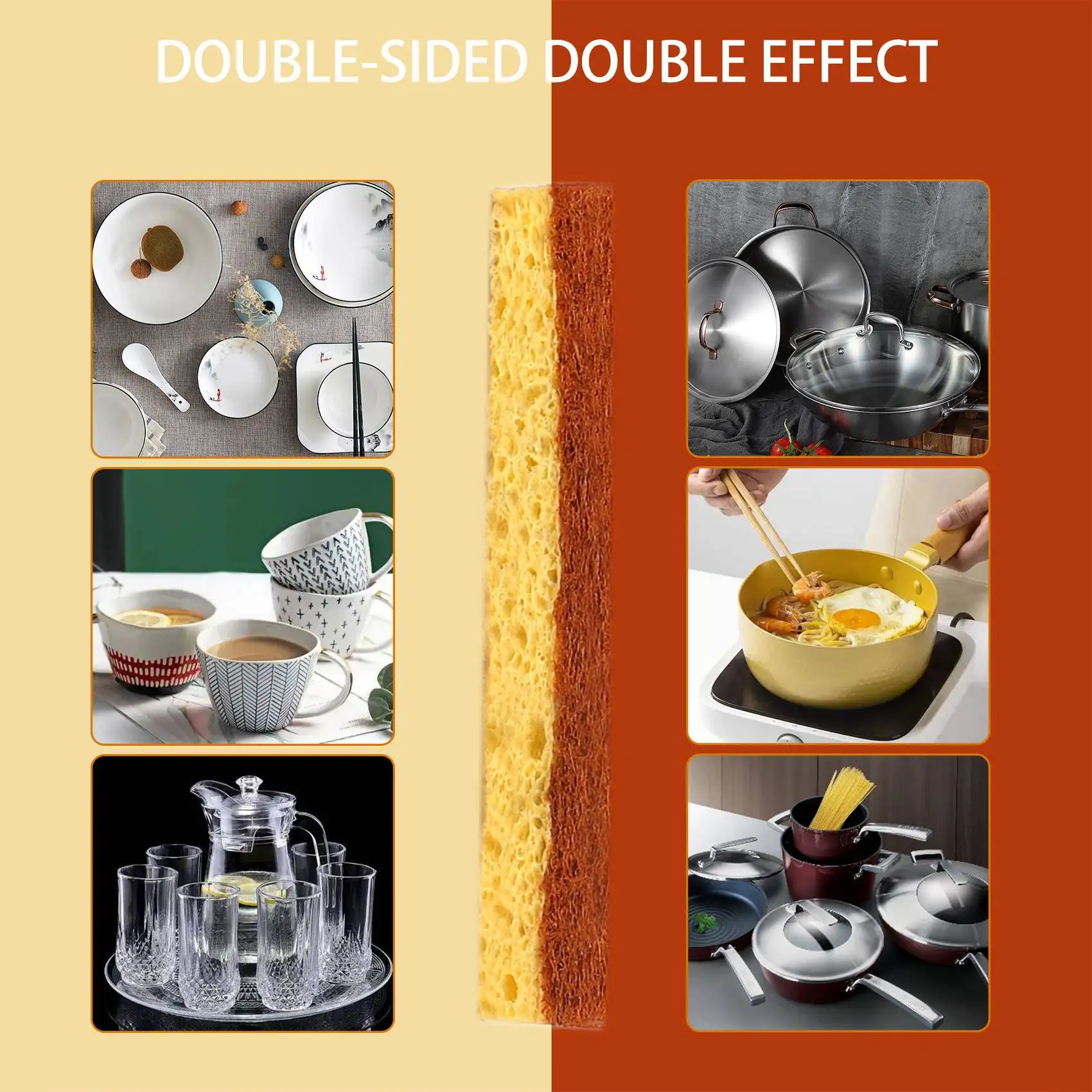 16 عبوة من إسفنجة، وسادة تنظيف إسفنجية قابلة للتحلل وقابلة للتحلل البيئي، إسفنجة صديقة للبيئة من ألياف النخيل لتنظيف أطباق المطبخ