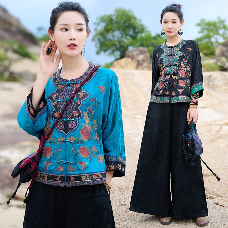 

Summer Heavy Embroidery Short Sleeveless Air Conditioned Sun Protection Outerwear Soft Silk Casual Style Women's Shirt