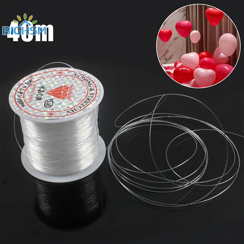 Hilo Invisible de nailon transparente de 40m, alambre de pesca para colgar globos, joyería de alambre, guirnalda de Navidad, decoración para fiesta de cumpleaños