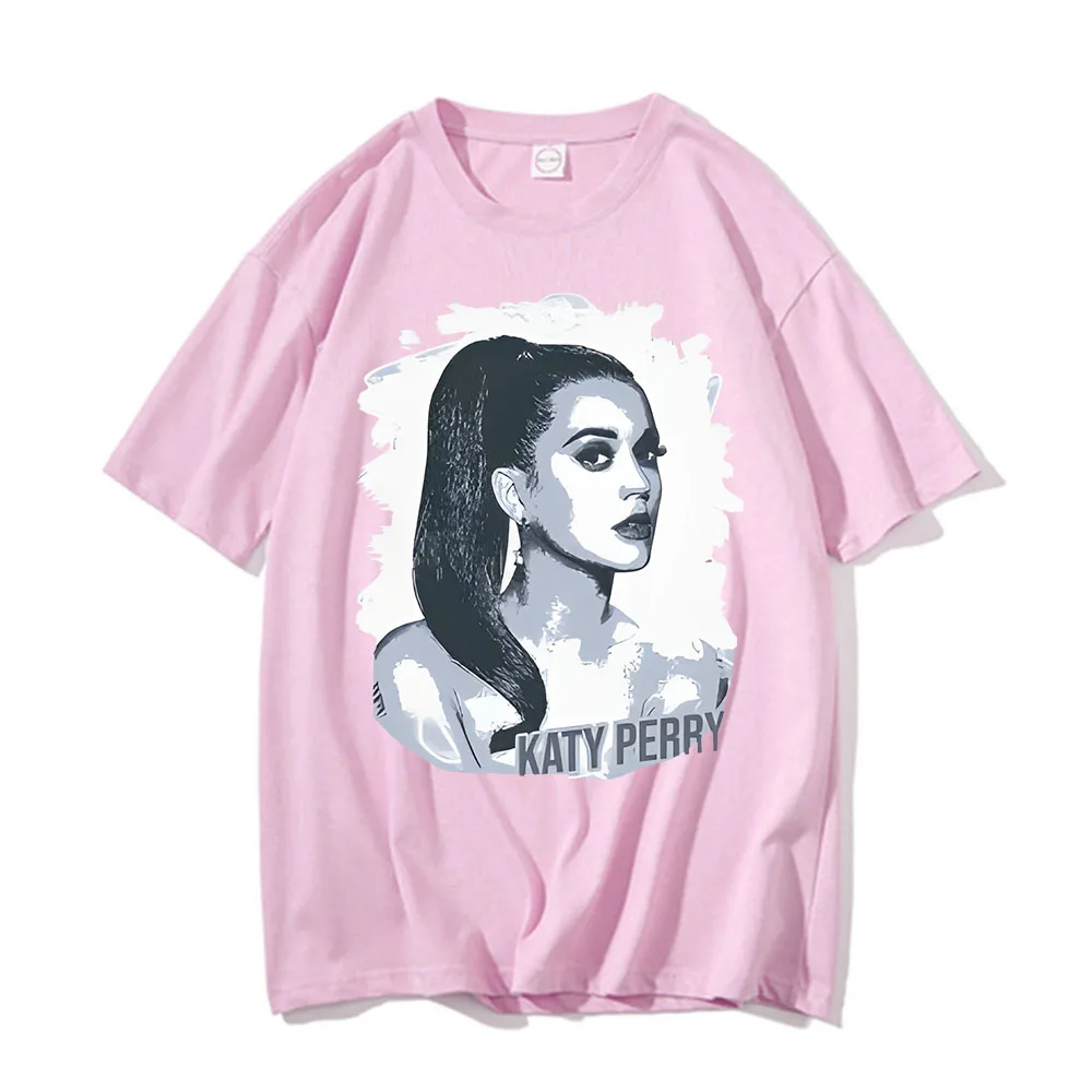 صيف جديد تي شيرت شعبية كاتي بيري نمط تي شيرت مطبوع ريترو الجولة الرقبة عالية الجودة القطن بلايز Фacakл الرجال النساء