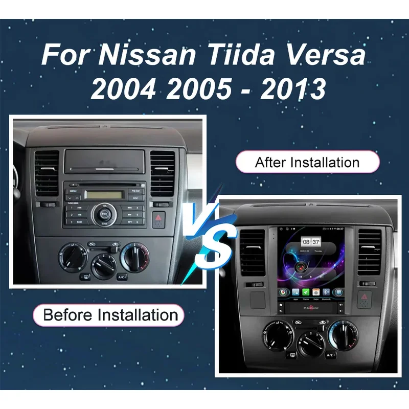 9.7 Inch Android 15 Car Radio Stereo For Nissan Tiida Versa 2004 2005 -2013 Auto Multimedia Player GPS NO 2Din DVD Carplay WIFI
