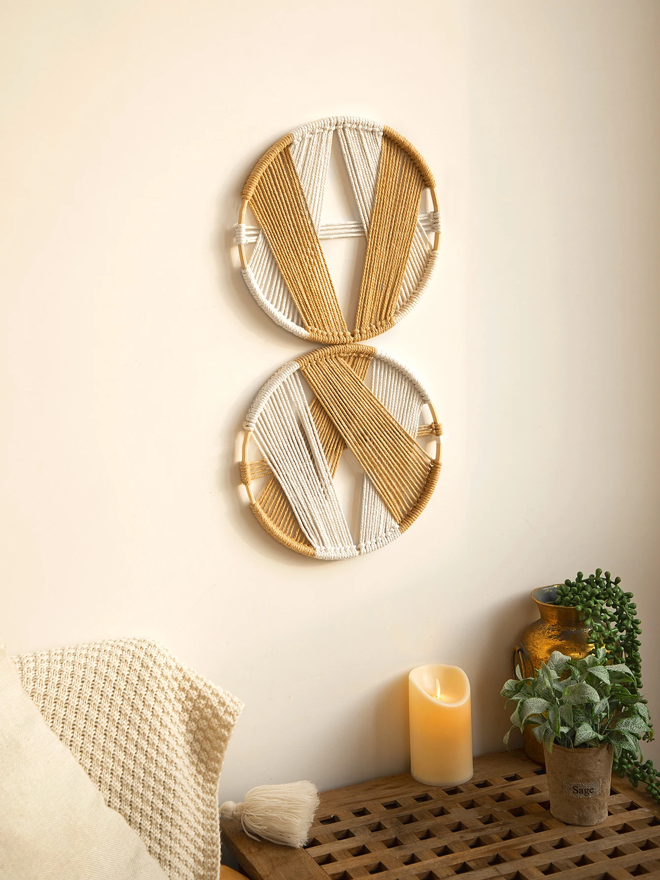 2 Pcs Dream Catcher Wall Hanging Macrame With Bamboo Boho Wall Decor Aesthetic Macrame Home Decorations Bedroom Living Room Gift