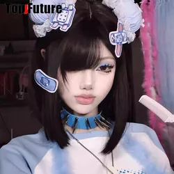 Gothic Sweet Asian Wind Japanese Medical care Rabbit Bandage Blue and White Water Color  Hair Clip Lolita Girl Hair Accessoires