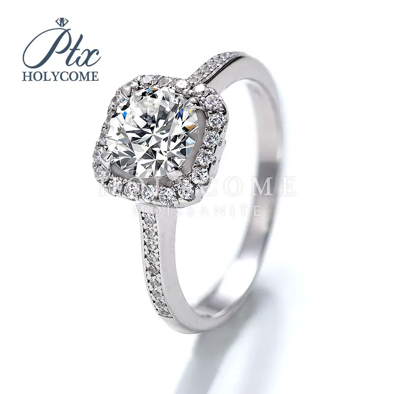 

Holycome GRA 1 Carat 6.5mm D VVS1 Moissanite Rings 100% 925 Sterling Silver Lab Diamond Ring Classic Wedding Band Jewelr