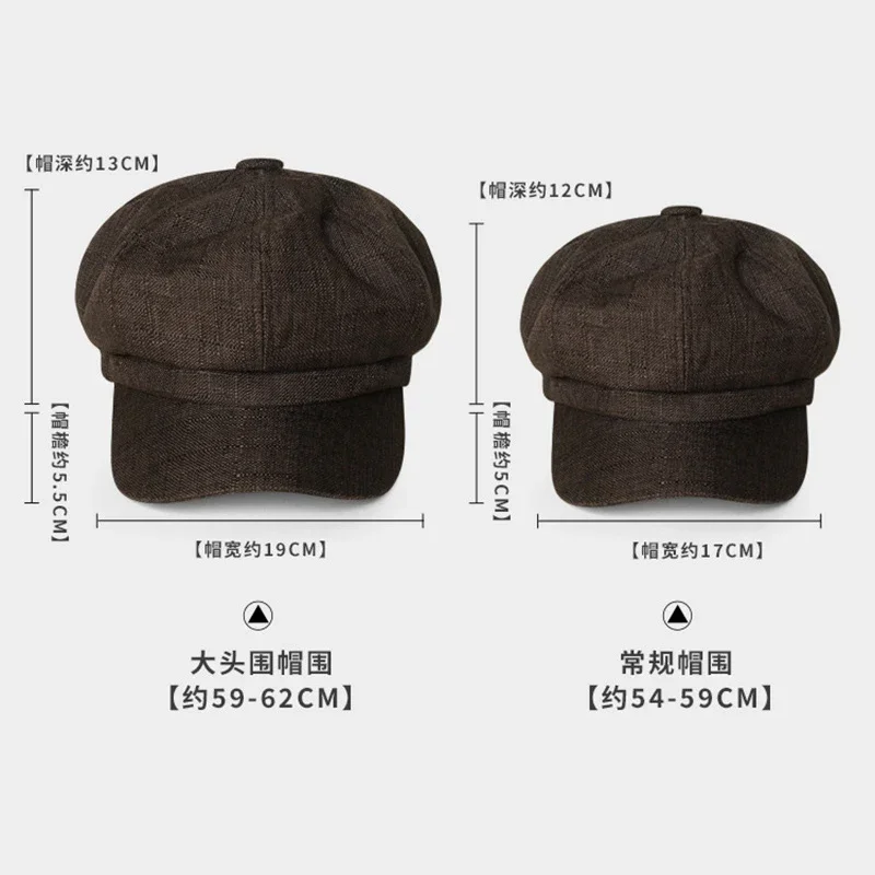 Big Head Plus Size Japanese Vintage Octagonal Beret Hat Men Lightweight Wool Blend Newsboy Painter Caps Multi Style Casual