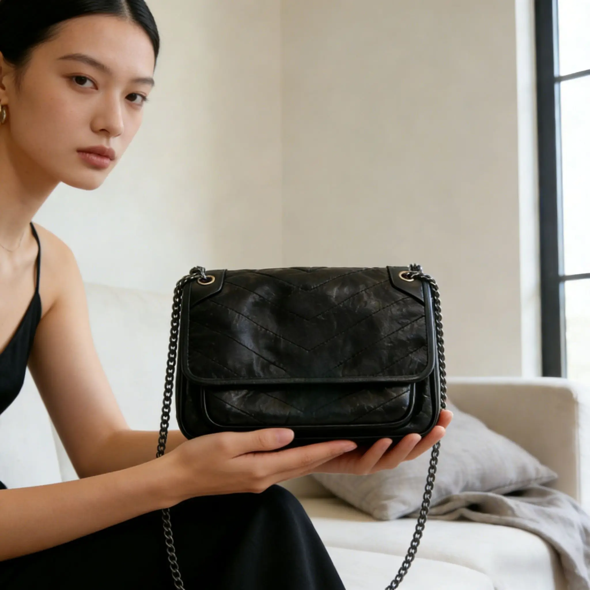

Fashionable Retro Leather Messenger Bag Crossbody Chain Hobo Bag Versatile Daily Match Brand Bag New Arrival