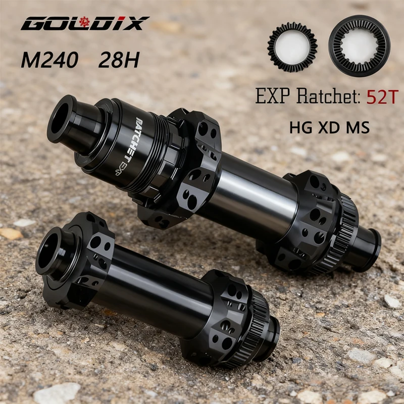 

Велосипедная ступица GOLDIX M240 Boost EXP с трещоткой 52T 28H, прямые спицы, центральный замок, ступица колеса горного велосипеда HG/XD/MS