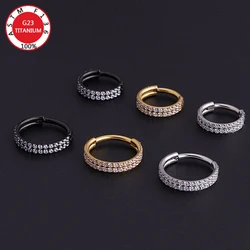 G23 Titanium Piercing Double Layered Triple Stack Hinged Zircon Nose Ring Helix Cartilage Cz Small Cartilage Septum Clicker