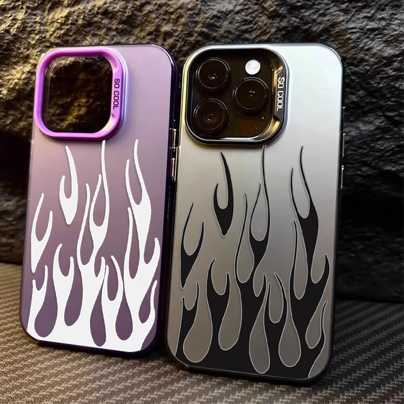 Fashion Luxury Flame Laser Case for Samsung Galaxy S24 S23 S22 S21 Ultra Plus FE A54 A34 A24 A14 A73 A53 A33 5G Note 20 Cover