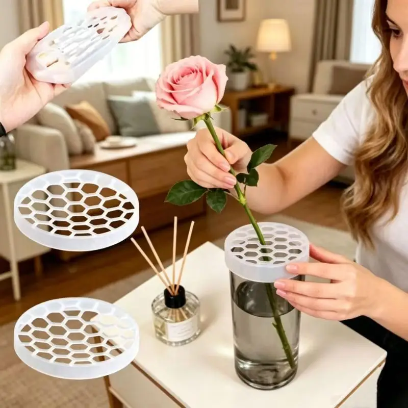 4Pcs Silicone DIY Arrangement Holder: Vase Grid Insert Flower Arrangements Plant Straw Fixation