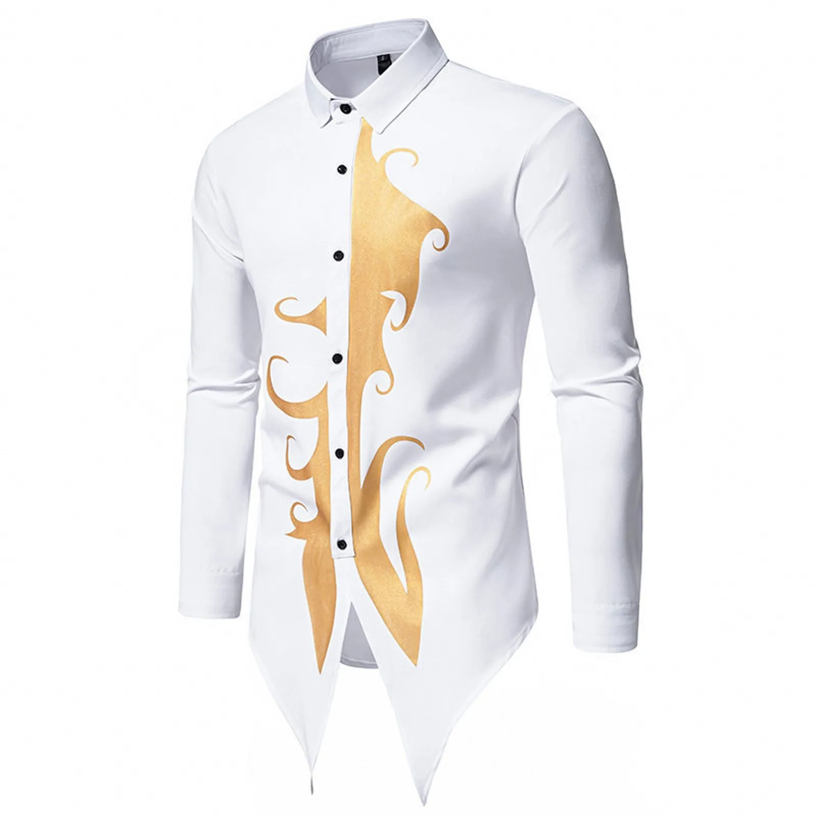 African Men Shirt Irregular Designs Gold Bronzing Traditional Printed Elegant Wedding Tracksuit for Male Luxury casual Shirts