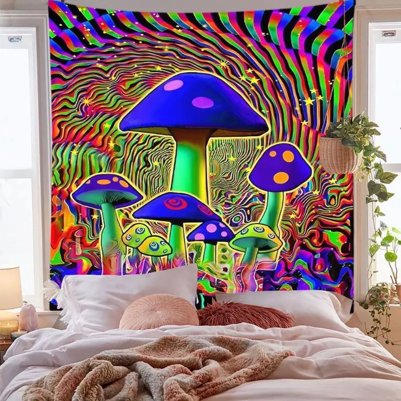 VIKAMA Cartoon Mushman Space Planet Galaxy Wall Hanging Art Tapestry Room Decor Bedroom Dorm Home Trippy Fantasy Soft Durable
