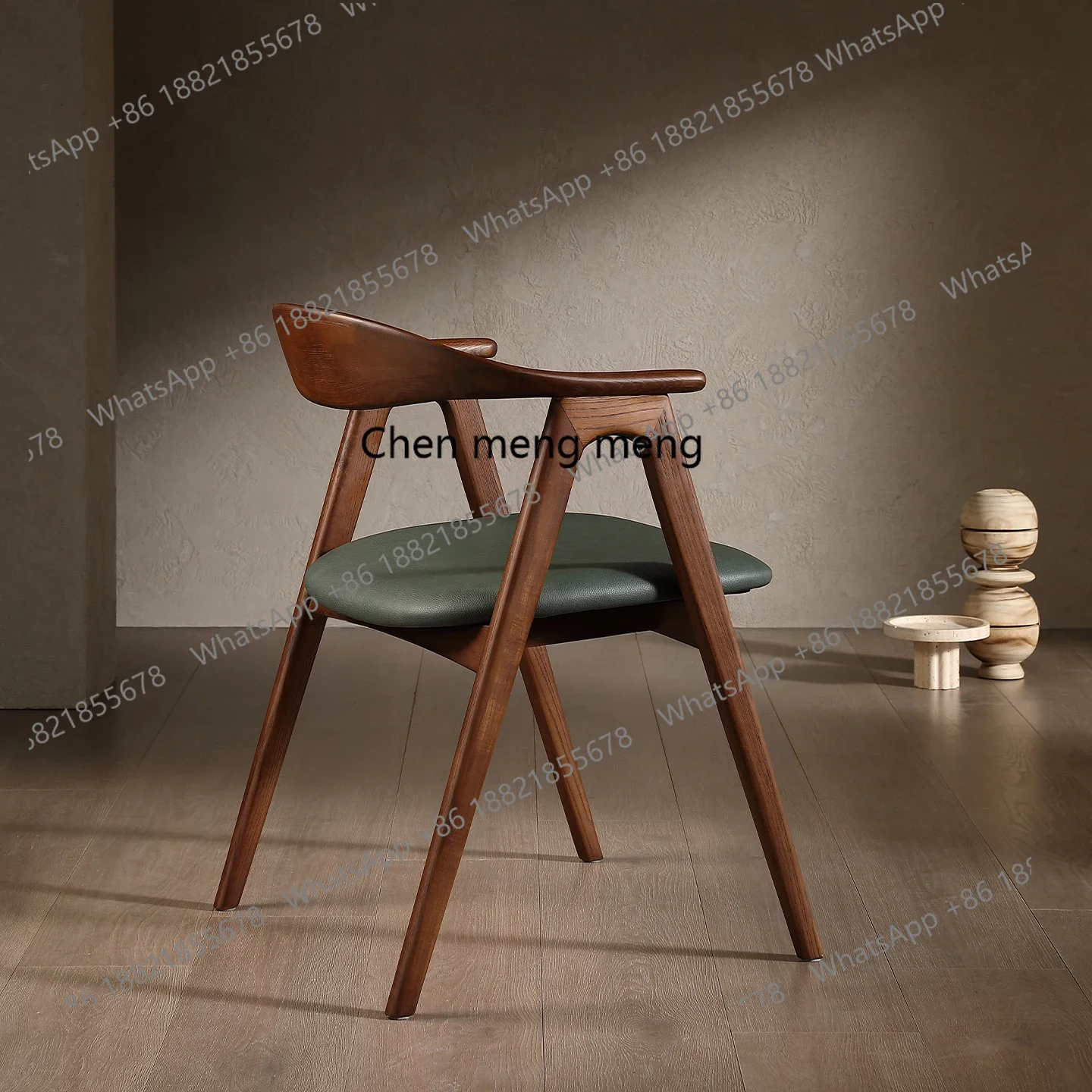 Medieval solid wood dining chair comfortable sedentary ash wood tenon and mortise armchair