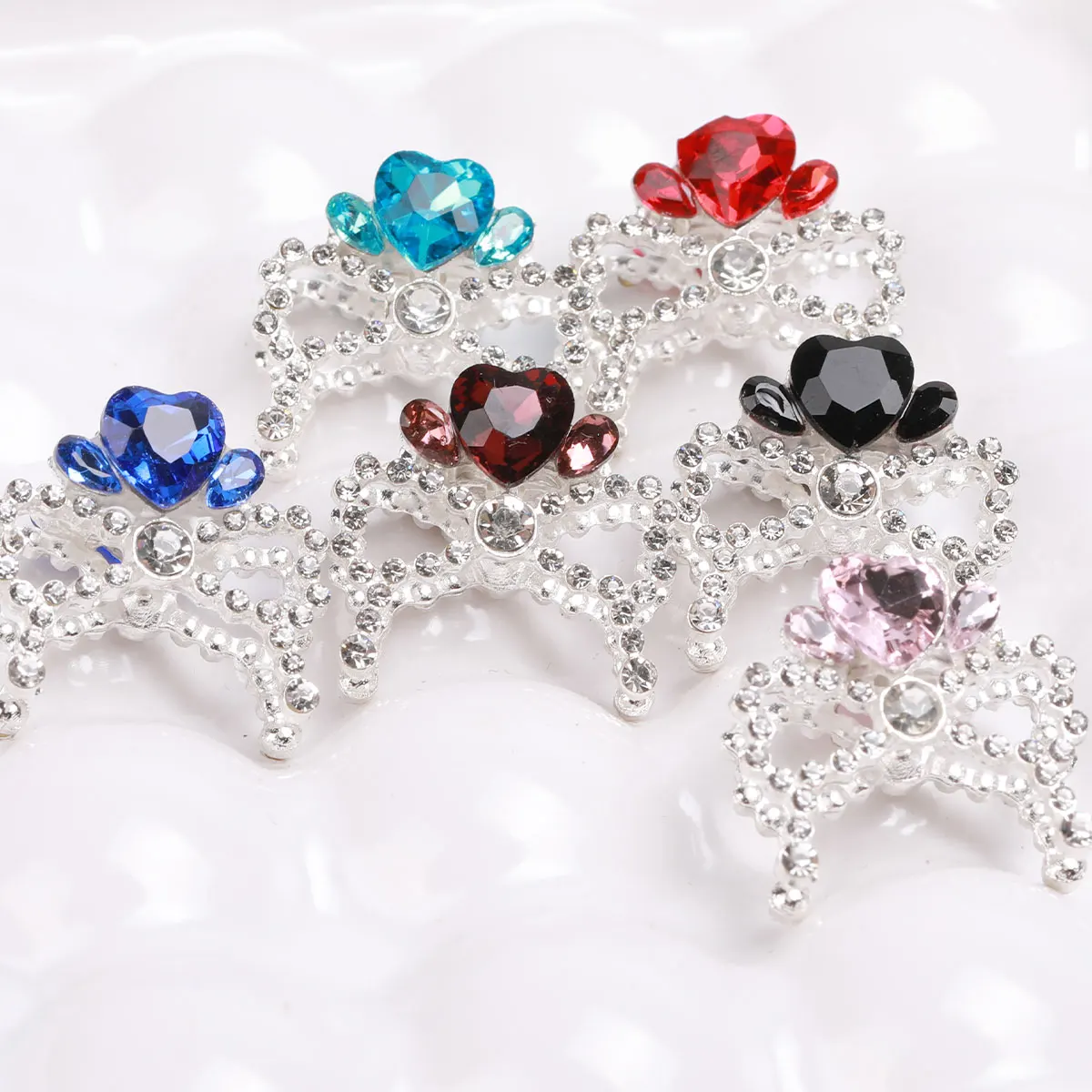 

6pcs 2.2x2cm Random Color Mix Embed Rhineston Colorful Crystal Heart Shape Water Droplet Shape Beads Creative Pen For Jewelry